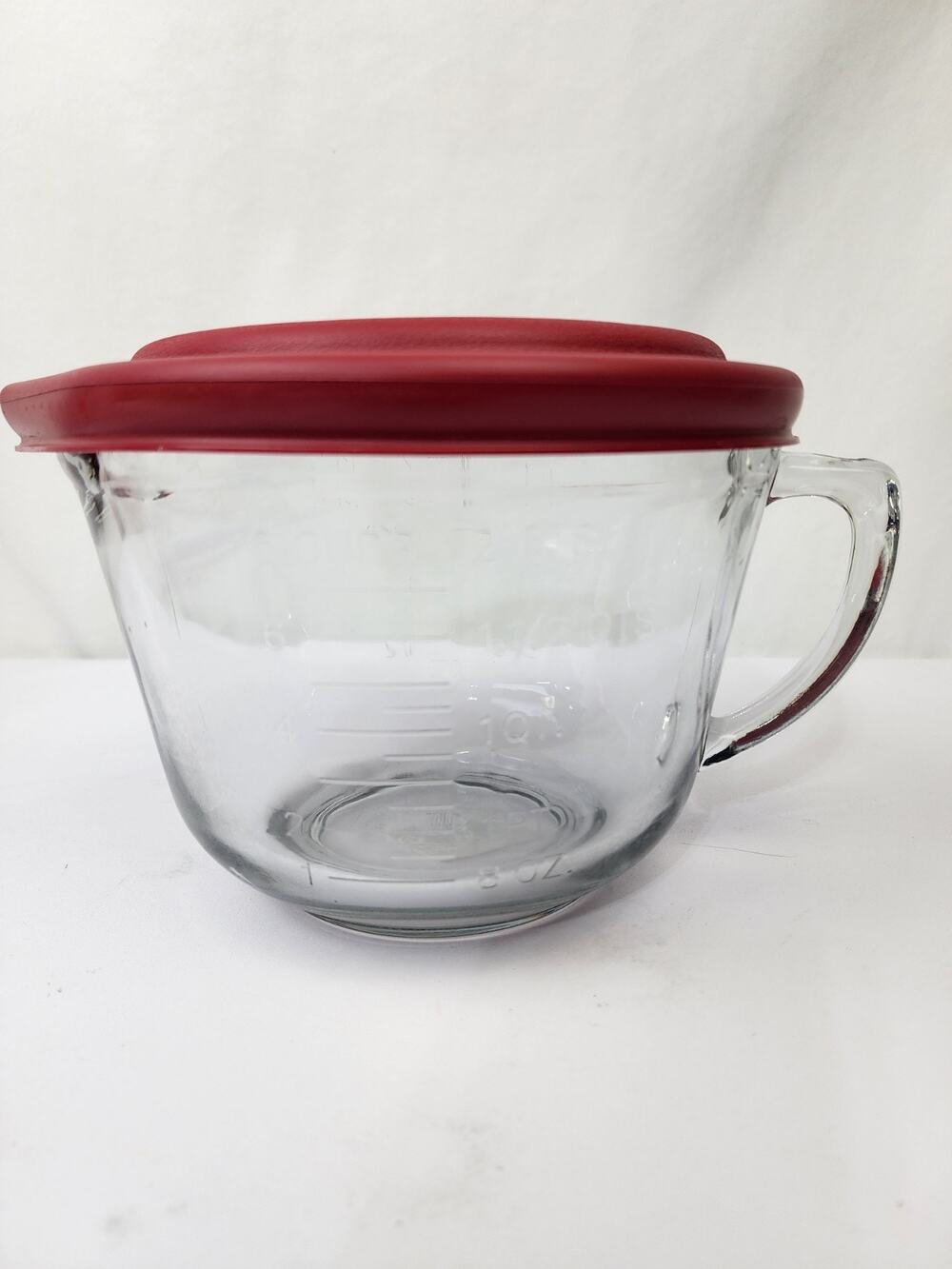 Anchor Hocking 2QTS/8 Cups/2000ML/2 Litres Measuring Batter Bowl w/ Red Lid USA